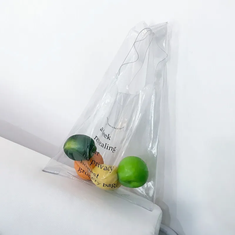 2018 luxury brand Logo Clear PVC Tote Bag Large Transparent Plastic