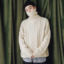 2018 Winter Men's Casual Thicken Cashmere Knitting Woolen Sweaters Brand In Warm Pullover Loose Clothes Coats Turtleneck M-XL