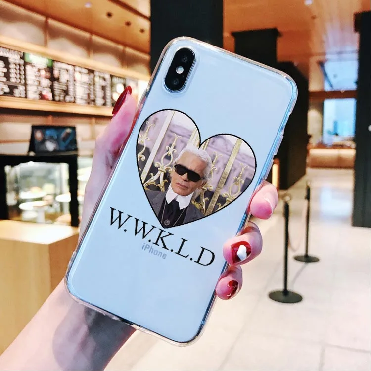Karl Lagerfeld TPU Soft Clear Silicone Phone Case For Coque iPhone 7 7Plus 6 6s 8 8Plus 5s SE Cover For iphone X XS Max XR Cases