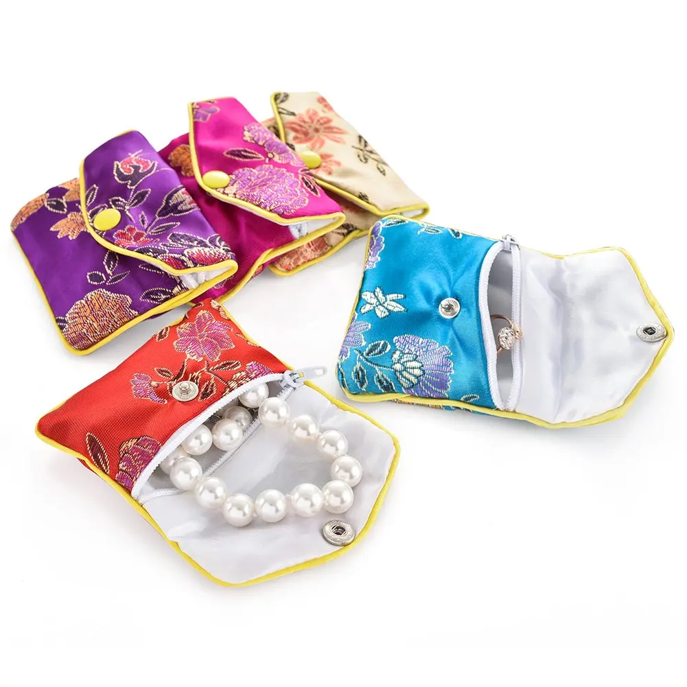 Ювелирные изделия шелковый кошелек мешочек маленькие ювелирные изделия Подарочная сумка китайский из вышитой парчи монет органайзеры карман для женщин девочек