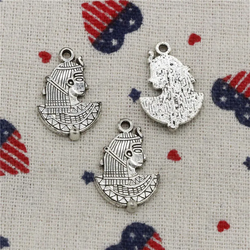 

18pcs Charms egypt cleopatra 24*16mm Tibetan Silver Vintage Pendants For Jewelry Making DIY Bracelet Necklace