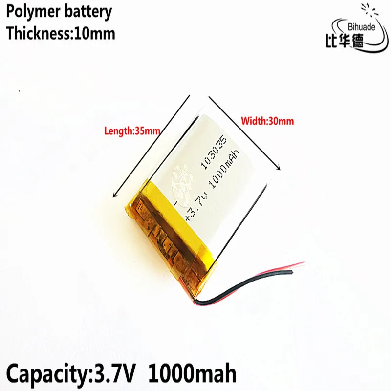 Хорошего качества литиевая батарея 3,7 V, 1000mAH 103035 полимерный литий-ионный/литий-ионный аккумулятор для планшетных ПК банк, gps, mp3, mp4