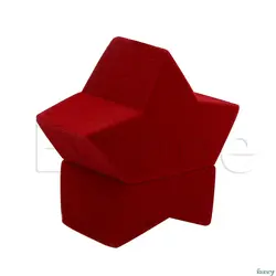 В форме Красной звезды бархатная коробочка для кольца серьги для ушей украшений контейнер