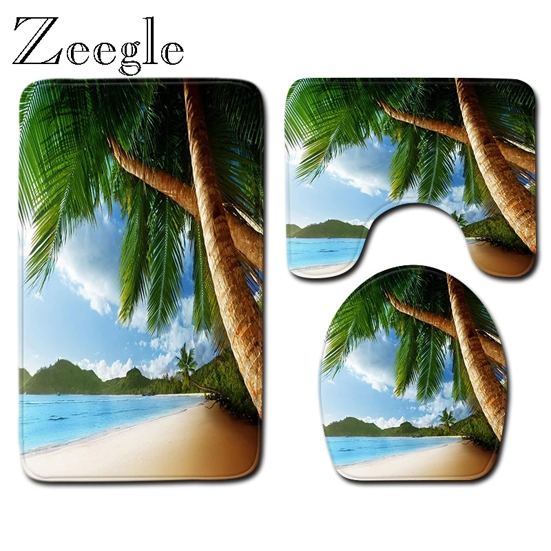 Пляжные коврики Zeegle с живописным принтом для ванной нескользящий коврик комнаты