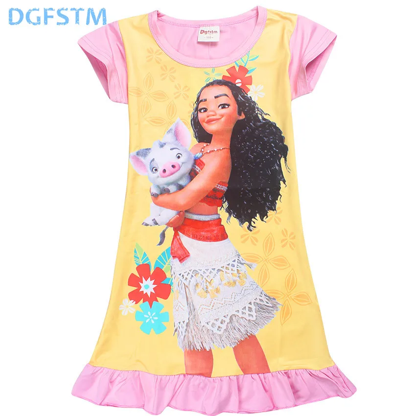 2017 Summer Moana Dresses for Girls Princess Birthday Party Dress Children Elsa Anna trolls Costume Kids Clothes Vestido vaiana (2)