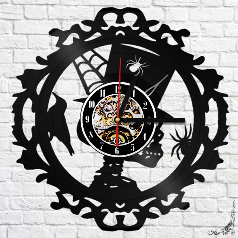 

1Piece Skull Spider Bird Vinyl Wall Clock Made Of Vinyl Record Art Vintage Wall Clock Modern Handmade Home Decor