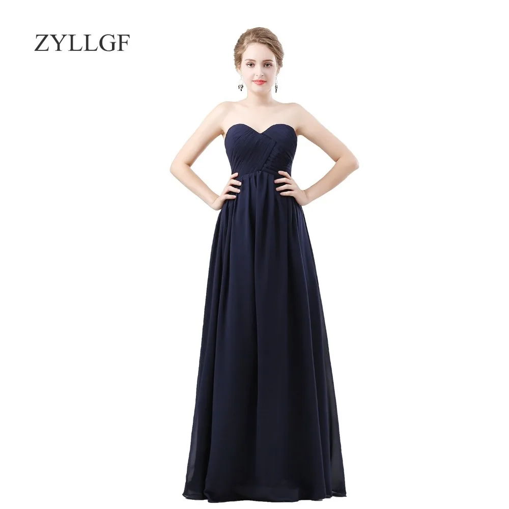 

ZYLLGF Vestido De Madrinha De Casamento Longo Chiffon Wedding Guest Dress Vestido Festa Casamento Pleat Bridesmaid Dress ZY04