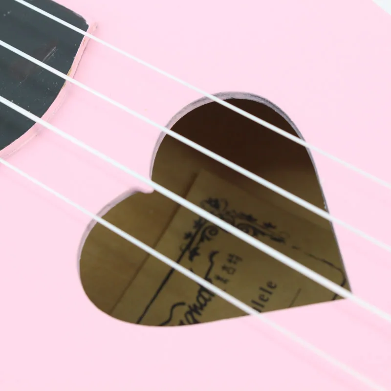 Guitarra em Forma de Coração Venda Quente Polegada Rosa Ukelele Ukulele 4 Cordas Havaí Mini Tom Buraco Basswood Madeira Uke 21 - Image 5