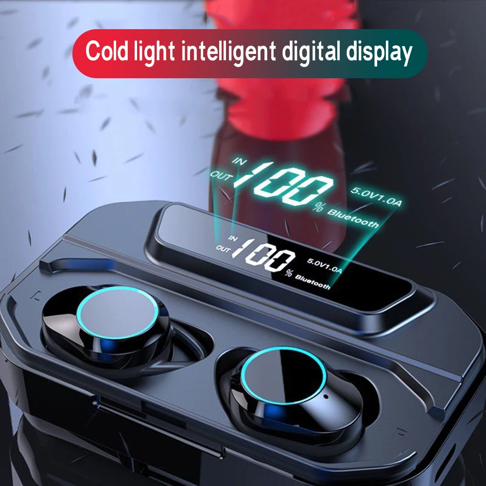 G02 TWS Bluetooth 6D Stereo Wireless in-ear Headset IPX7 Waterproof earbuds 3300mAh LED Display Smart Mobile Power for iphone |