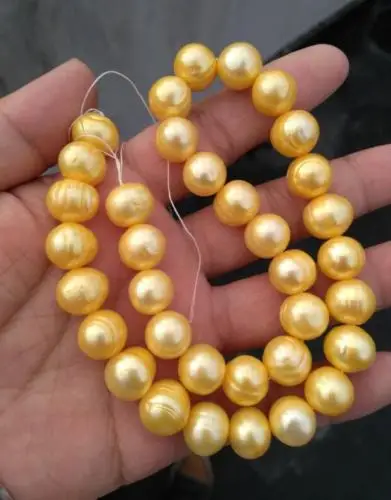

Free Shipping >>> HUGE 12-13MM NATURAL SOUTH SEA GENUINE GOLDEN PEARL NECKLACE 18" 14K GOLD CLASP