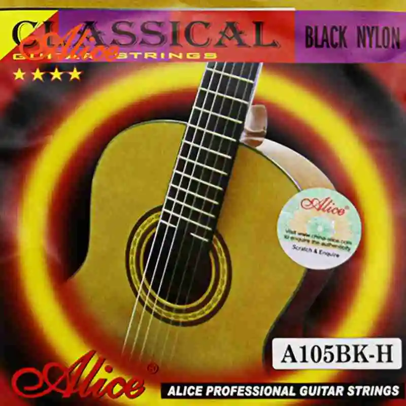 Alice Black Nylon Strings A105BK H Classical Guitar Strings Silver