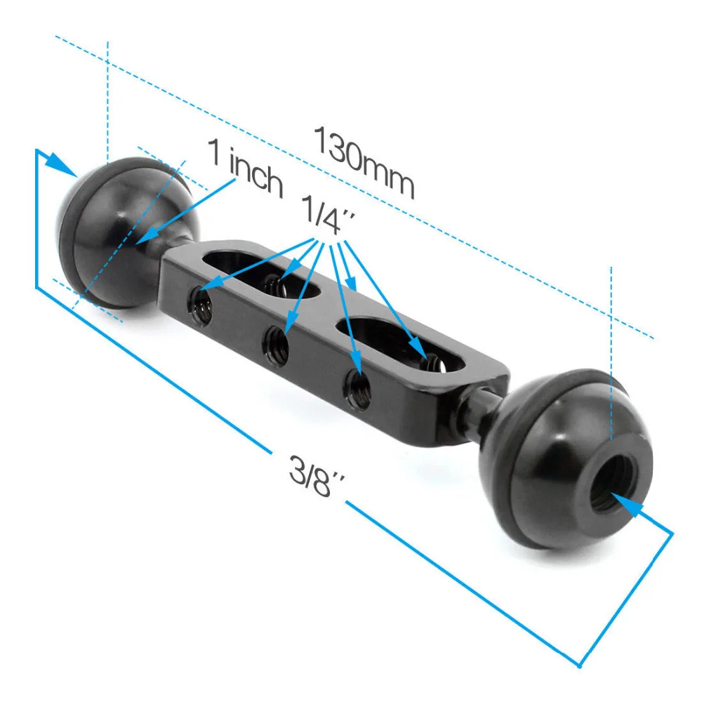 130 мм алюминиевый сплав шаровой шарнир Кронштейн для дайвинга заполняющий светильник с 1 дюймовым шариком для спортивной камеры GoPro Xiaomi для DSLR камеры