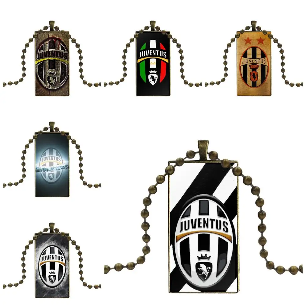 

EJ Glaze Escudo De La Juve For Women Girl Gift Jewelry With Bronze Plated Glass Cabochon Choker Long Pendant Rectangle Necklace