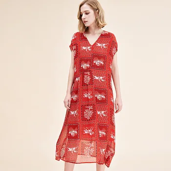 

floral silk dress tube maxi plus size women boho beach long dresses 2019 spring summer rockabilly robe Bohemia fem me sexy red