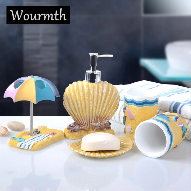 Wourmth Pretty Bathroom 5 Set Resin Of Five Pieces Wourmth Pretty Bathroom 5 Set Resin Of Five Pieces Toiletries Kit Accessories