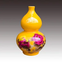 China jingdezhen ceramics gold straw peony gourd vases, home furnishing articles Wedding gift