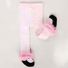 Новые модные милые мягкие колготки для маленьких девочек, милые хлопковые носки в полоску и горошек