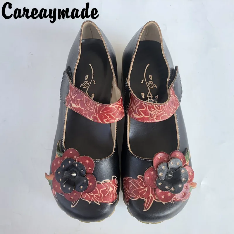 Careaymade-New 2017 Summer,Women fashion single shoes,Round mid-high heels printing flower shoes,Ethnic style hook trend shoes Careaymade-New 2017 Summer,Women fashion single shoes,Round mid-high heels printing flower shoes,Ethnic style hook trend shoes