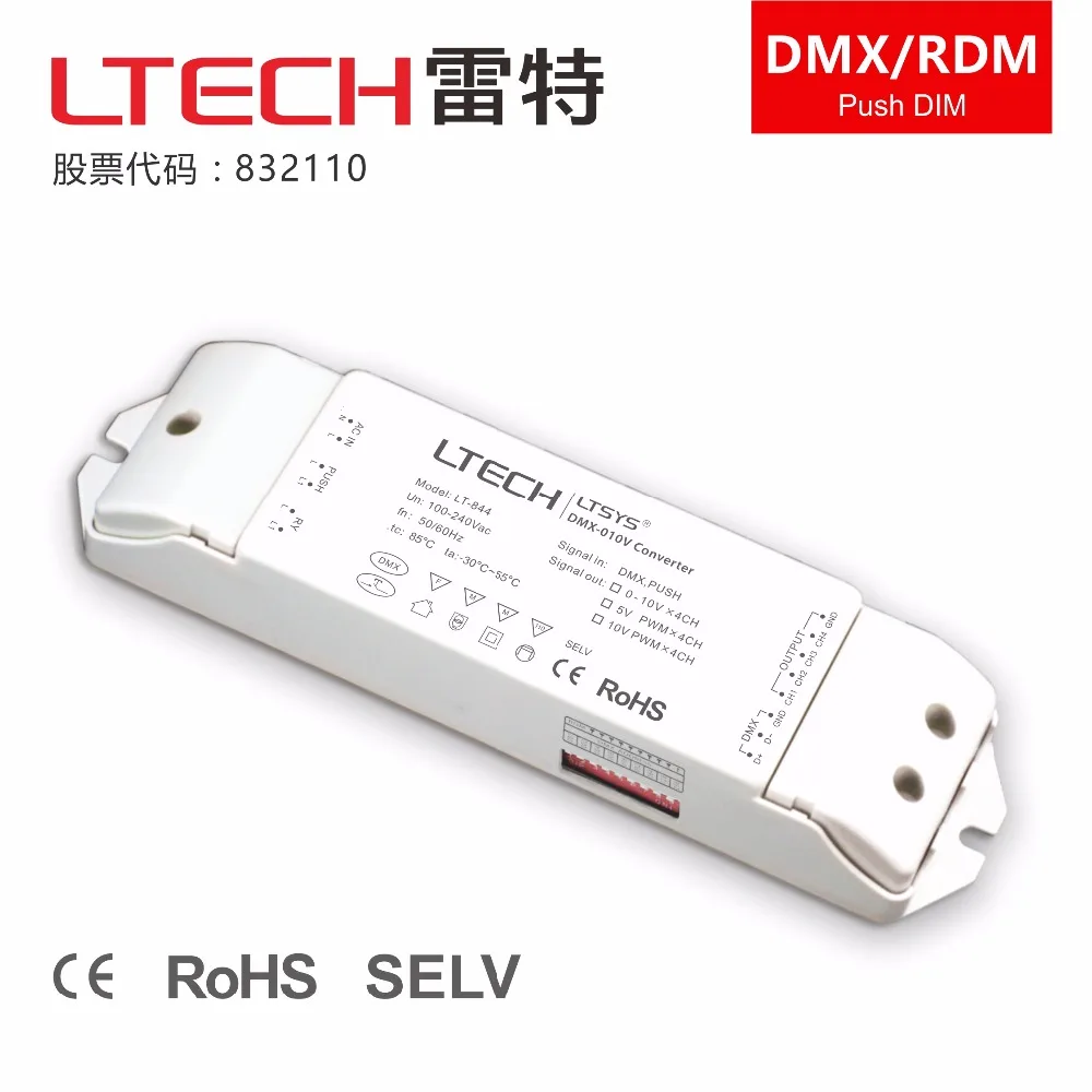 

LT-844; DMX-0-10V Dimming Module;Dimming interface: DMX/RDM,Push Dim,Optional output: 0-10V, 5V PWM, 10V PWM