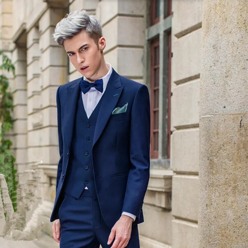 Royal blue men suits handsome groom wedding suits custom