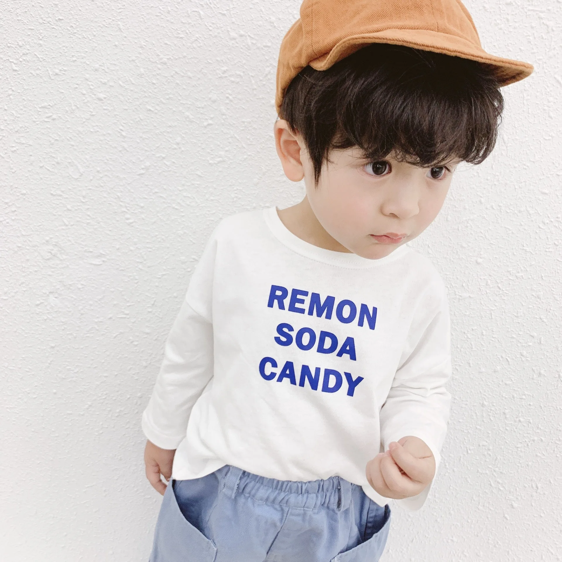

Autumn baby boys letters printed pure cotton Tops baby girls all-match casual T shirts Tees children clothes
