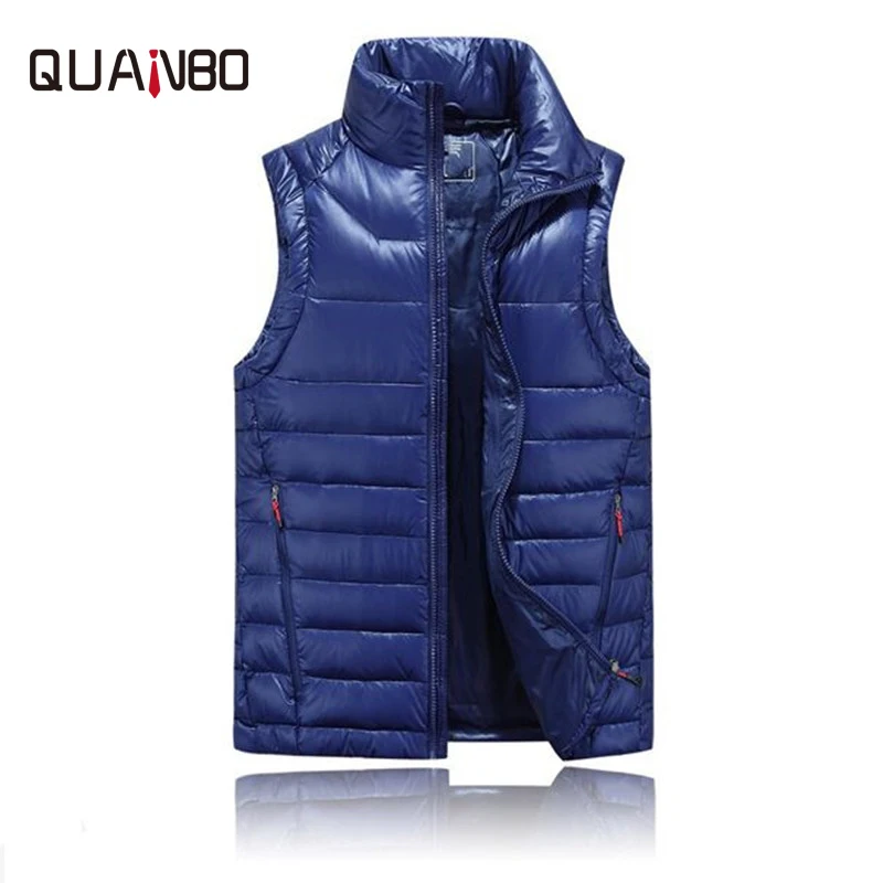 

Solid color men's winter down vest Men's slim white duck down cotton vest Youth warm business top down jacket Smart Casual