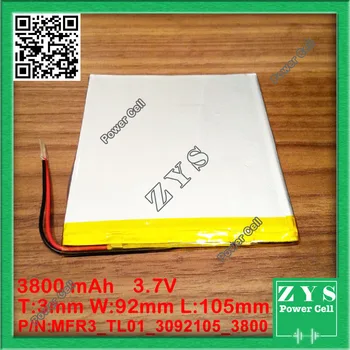 

3092105 3.7V 3800mah Lithium polymer Battery with Protection Board For PDA Tablet PCs Digital Products 3x92x105mm 3800 mAh