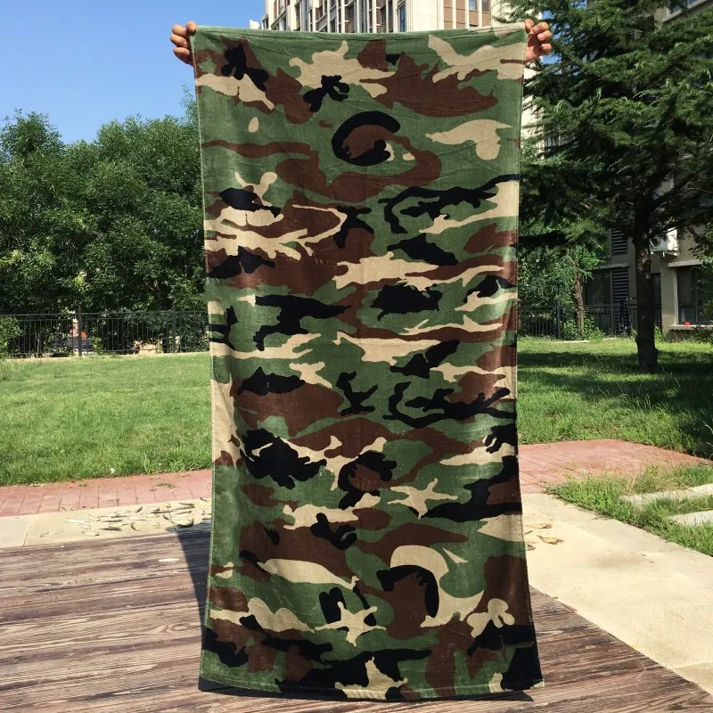 

Eco-friendly Reactive Print Camouflage Big Size Cotton Towel For Bath Beach Travel