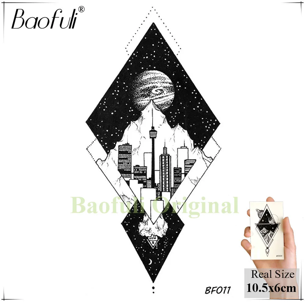Мужская водостойкая временная татуировка BAOFULI с головой волка черная звездное