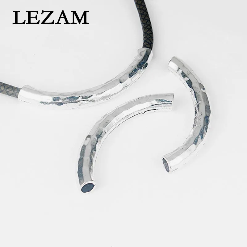 

5pcs Tone Long Bent Tube Spacer Jewelry For 7mm Round Leather Cord Diy Bracelet Necklace Jewelry Findings Accessories