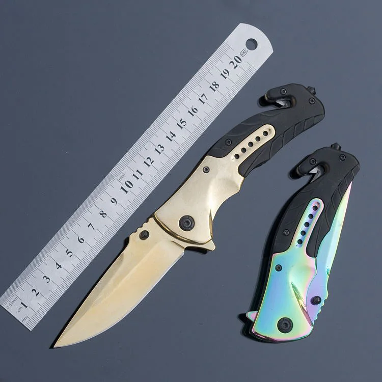 

Folding Knife Tactical Survival Stainless Steel Blade Aluminum Titanium Plating Handle Camping Hunting Knife Tactical Gear