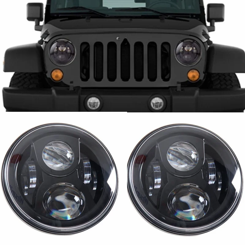 7 Inch Round Led Headlight DRL&Hi Lo Beam for Jeep Wrangler JK TJ LJ CJ Willys Wheeler Unlimited Rubicon Sahara Freedom Edition Sport Islander SE Sport Hummer 1&2 Land Rover Defender.2