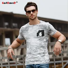 GustOmerD брендовая новая футболка Лоскутная футболка с принтом Мужская модная футболка из чистого хлопка мужская футболка с круглым вырезом трендовая Повседневная футболка S-XXL