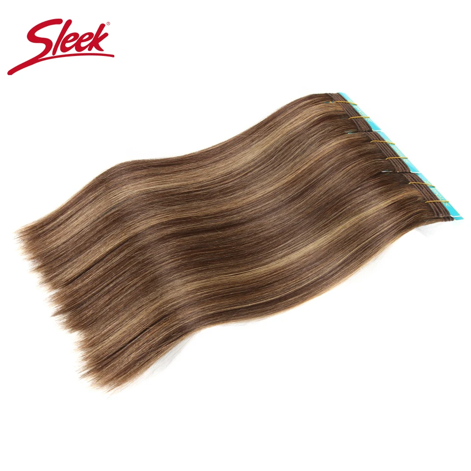 Sleek Double Drawn Brazilian Remy Human Hair Brown 4/30 P1B/30 Silky Straight Hair Weave P4/27 Color Human Extension 1 Pcs