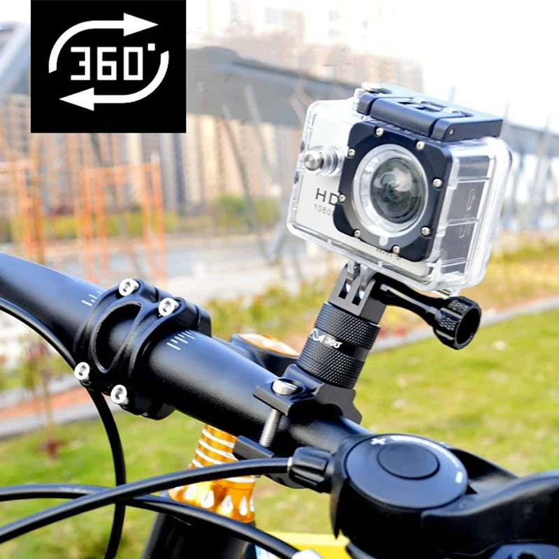 Алюминивая велосипедная крепление на руль для GoPro 360 градусов Поворотная велосипедная стойка держатель для GoPro Garmin Xiaomi Action Cam Mount