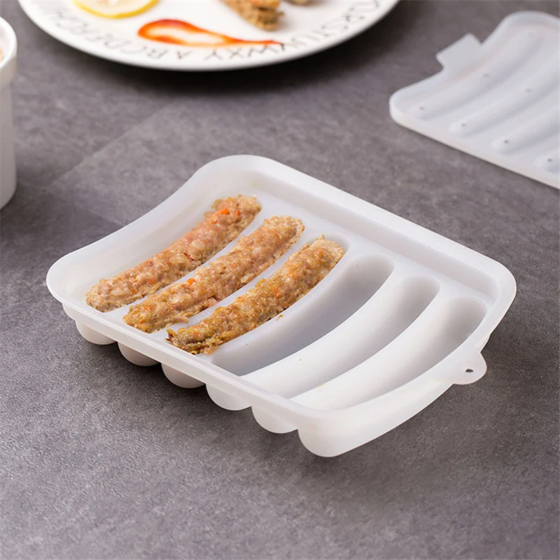 MAIKAMI Sausage Making Mold Silicone Burger Hot Dog Maker Mould With 6 Cavity Patty Makers Microwave Oven Safe Kitchen Gadgets