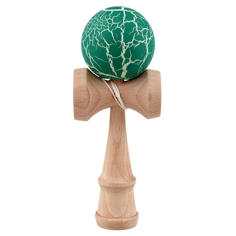 Kendama 18 см полная трещина PU краска деревянный шар Kendama умелое жонглирование мяч игра игрушка Спорт на открытом воздухе - Цвет: Crack Green