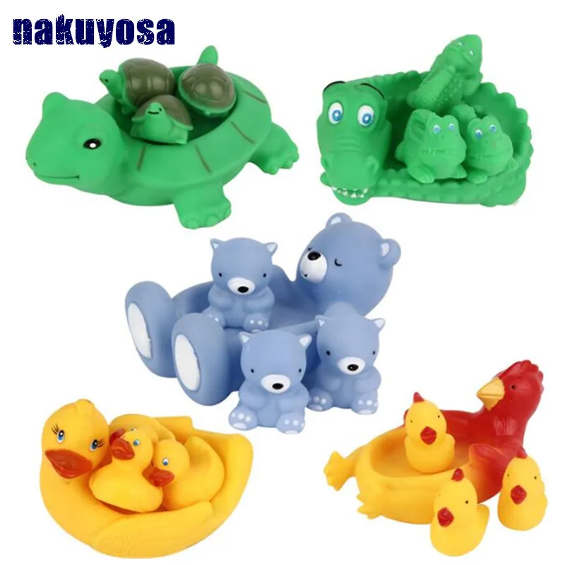 

Lovely Crocodile/duck/turtle/frog Animals Water Toys Colorful Soft Rubber Float Squeeze Sound Squeaky Bathing Toy For Baby Kids