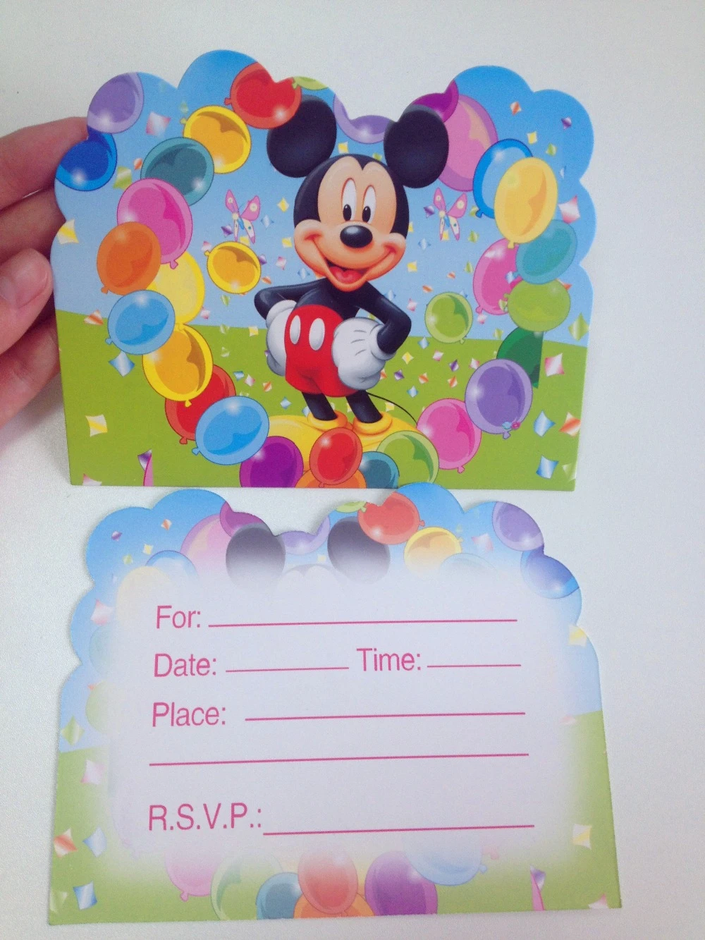 Cartes D Invitation Mickey Mouse 12 Pieces Lot Fournitures De Fete Decorations D Anniversaire Pour Enfants Aliexpress