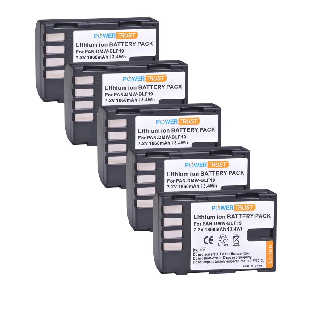 Powertrust 5Pcs Dmw-Blf19 Dmw-Blf19E Blf19 Blf19E Batterie Per Foto/Videocamera Per Panasonic Lumix Dmc-Gh3 Gh4 Gh5 Dmc-Gh3 Dmc-Gh4 Dmc-Gh5