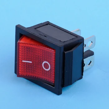 

4 Pin Terminals On-Off Snap-in 2 Position 110V-220V Power Control Boat Rocker Switch Red Light for Car Motorcycle Dispenser