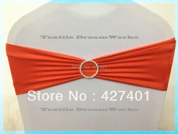 

Hot Sale Orange Lycra Band / Spandex Band With Round Rhinestone Brooches For Wedding Decoration