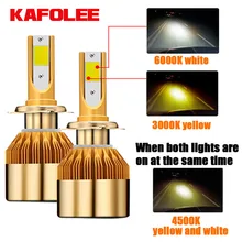 Комплект из 2 предметов с тремя Цвет Автомобильные фары h7 светодиодные H4 лампы h1 h11 h8 h9 hb3 hb4 9005 9006 880 881 12V 24V 48w 4800LM Авто Противо-Туманная фара