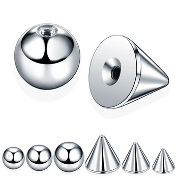 100pcs/lot Stainless Steel Screw Balls Spike Accessories For Lip Nipple Belly Tongue Eyebrow Ear Piercing Rings Jewelry 14G 16G