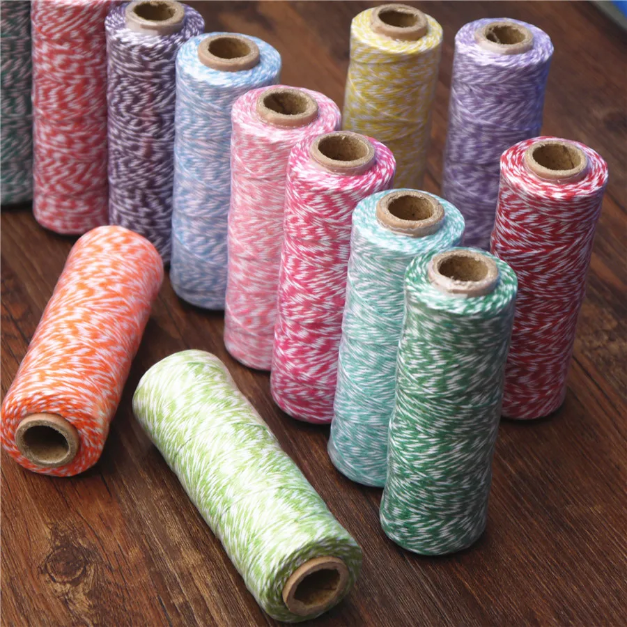 100yard/roll Many Colors Cotton Bakers Twine Stripe Line For Wedding