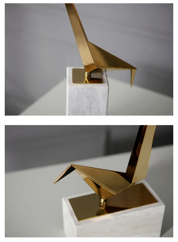 Роскошные золотые металлические геометрический оригами птицы украшения дома аксессуары фигурка гостиной орнамент офиса белый мрамор подарок