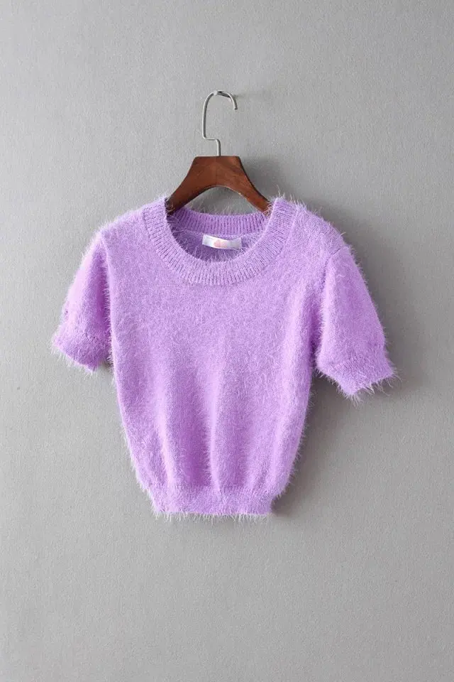 short sleeve fluffy jumper