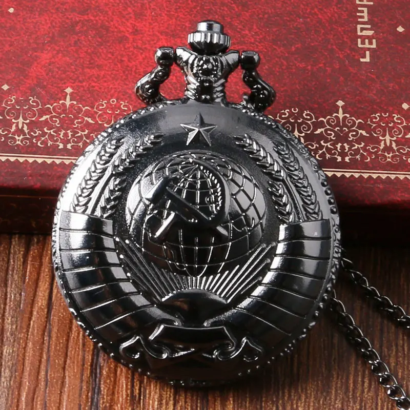 Retro Russia Soviet Union Russian Flag Hammer & Sickle Pocket Watch Hook Design Fashion Casual Necklace Chain Gift for Men Women 2017 Gifts (17)