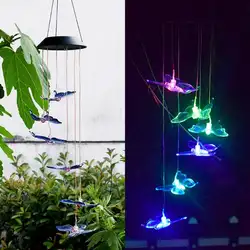 6 светодиодный солнечный бабочки ветра светильник с музыкой IP65 Водонепроницаемый Цвет изменение подвесной светильник украшение дома для