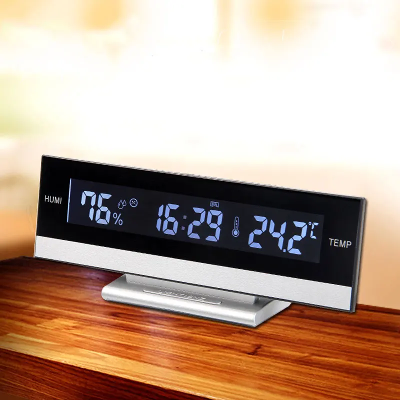 Влажность Часы электронный аккумулятор с функцией повтора ЖК большой экран светодиодный электронный дисплей Будильник Настольная температура